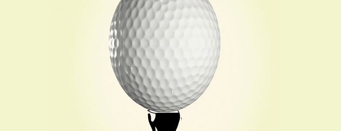 cartoon image of a large golf ball on a tee