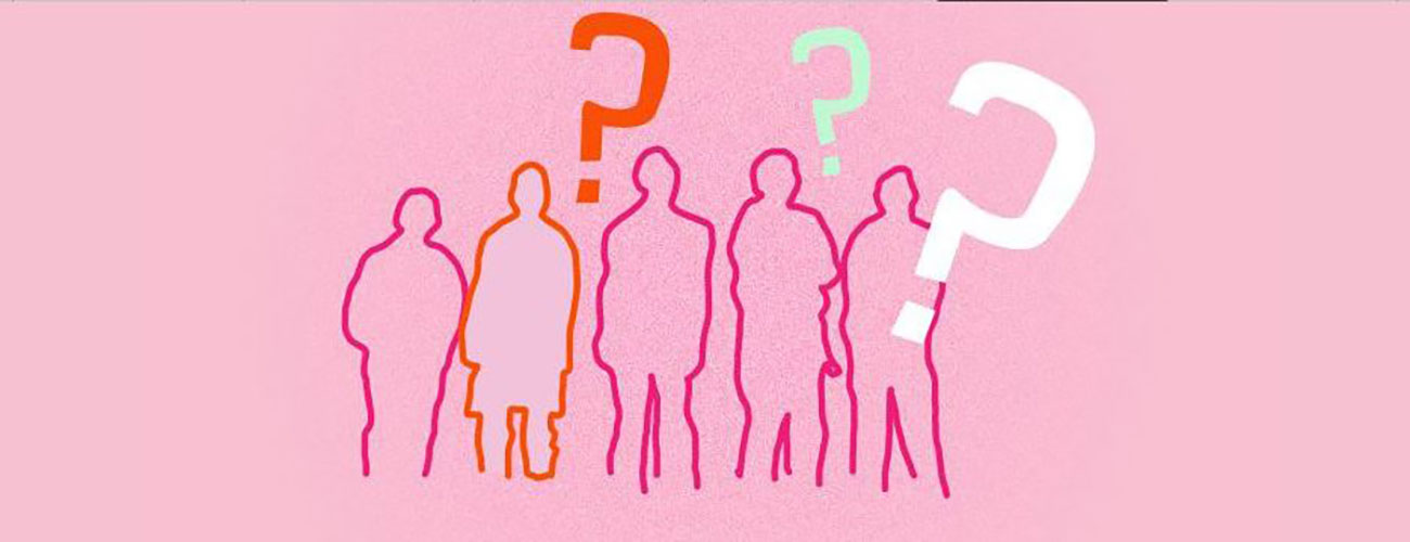 outlines of people with question marks cartoon