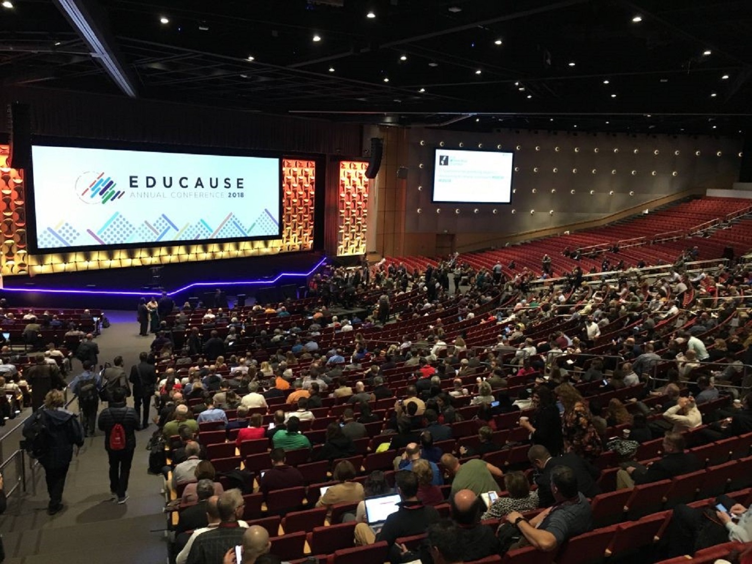 Photograph of Educase 18 annual conference lecture theatre with attendees